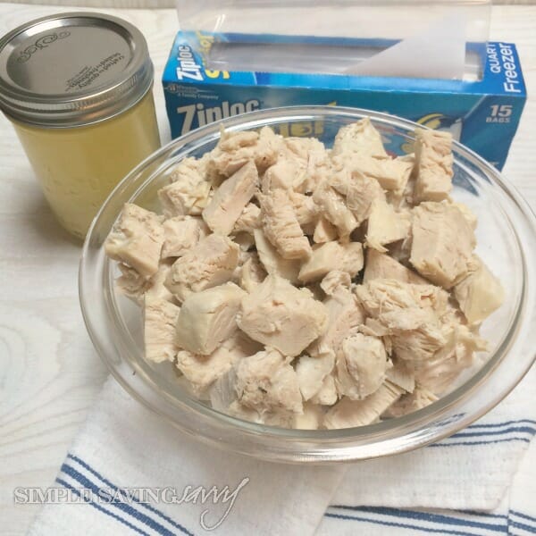 chop chicken breast and freeze