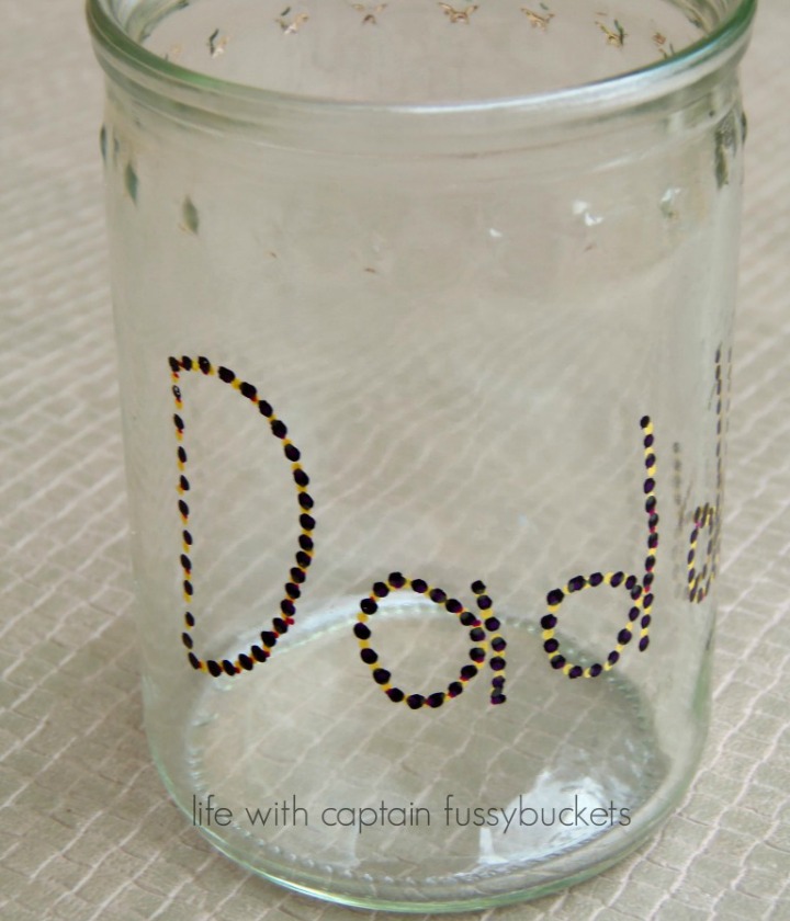 fathers day drinking glass from repurposed jar
