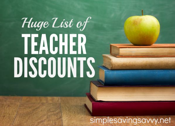 Huge List of Teacher Discounts