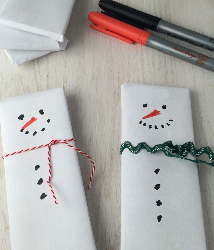 How to decorate the snowmen for your Snowmen Candy Bar Basket