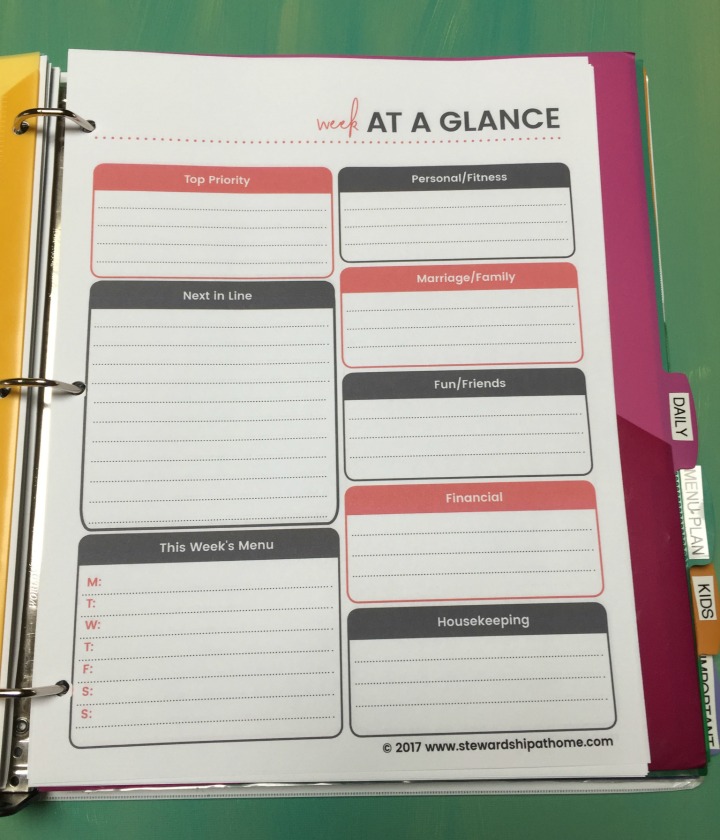 simple household planner weekly planner with goals printable page