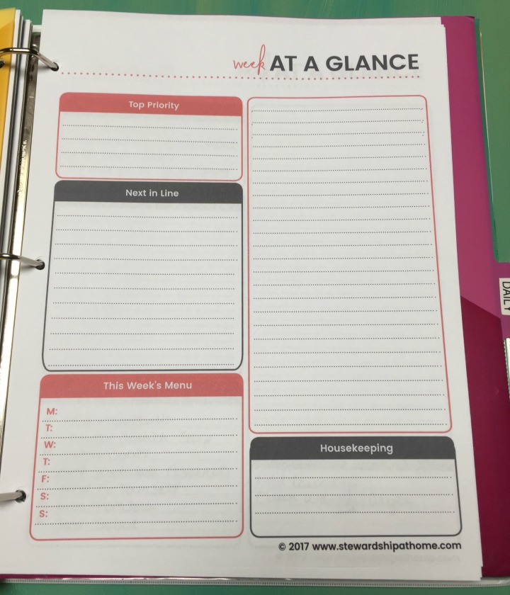 simple household planner weekly planner printable page