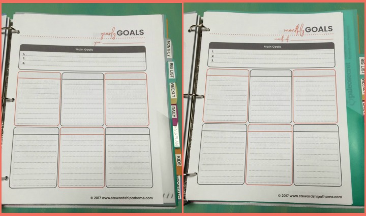 simple household planner yearly monthly goals printable pages